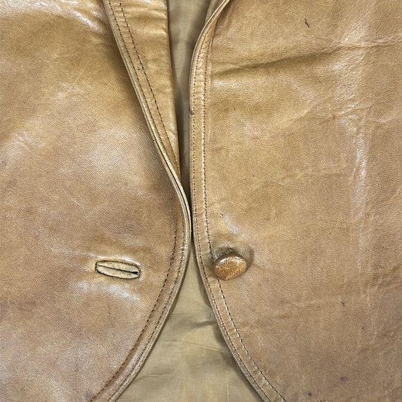 *Bill Atkinson* Vintage Tan Leather Western Vest Size S - Picture 8 of 16